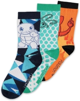 pokemon - calzini (3 pack) 43/46 - charmander, squirtle e bulbasaur