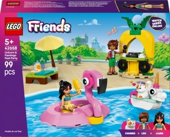 42658 - pool party con unicorno e fenicottero