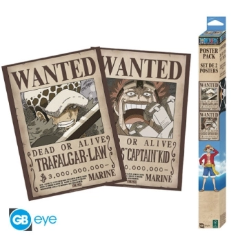 one piece - set 2 posters chibi 52x38cm - wanted law & kid