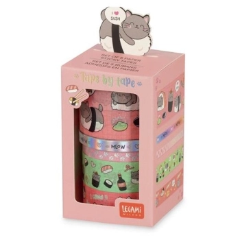 set di 5 nastri adesivi di carta - tape by tape - kitty