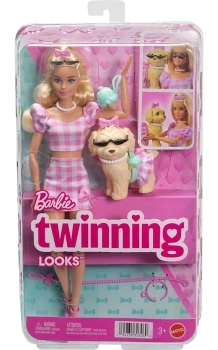 barbie cuccioli a passeggio - vestito a quadri rosa