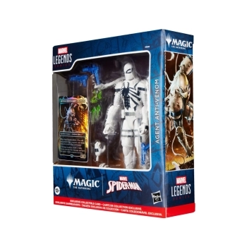 marvel legends series x magic: the gathering - agente anti-venom 15cm + 1 magic foil card