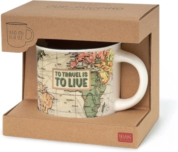tazza in porcellana 360ml - to travel is to live