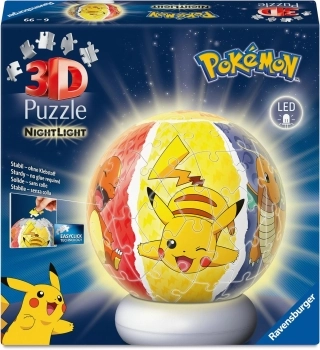 pokemon ball - puzzle 3d con luce