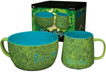 rick and morty - set da colazione con tazza e ciotola