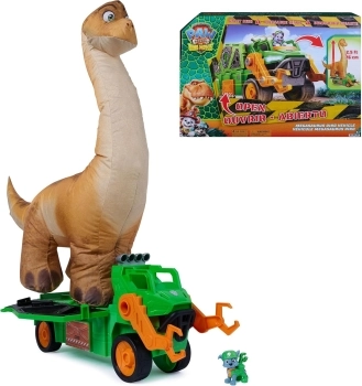 paw patrol - dino movie - megasauro gonfiabile con veicolo e personaggio