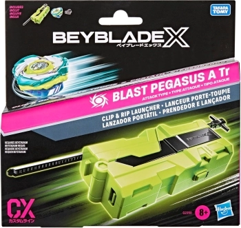 beyblade x - clip n rip launcher con bey d'attacco
