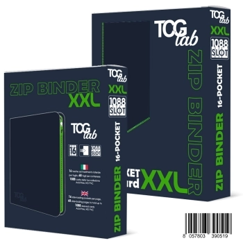 zip binder xxl - 16 tasche - 1088 carte - nero con zip verde