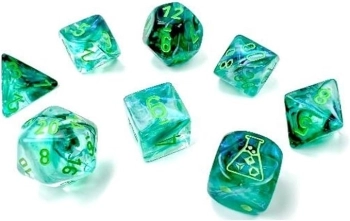 borealis kelp/light green - set di 7 dadi poliedrici