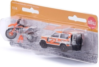 land rover defender con  ktm motorbike