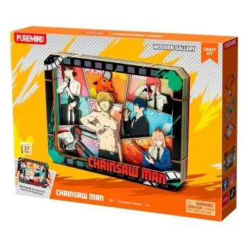 chainsaw man - quadretto in legno 3d