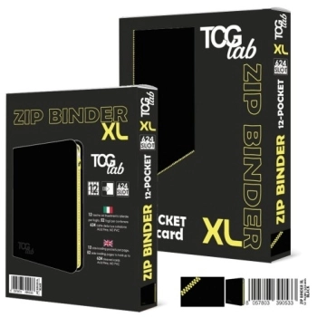 12-pocket trading card binder with zipper - 624 nero - zip gialla