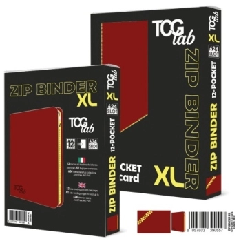 12-pocket trading card binder with zipper - 624 rosso - zip gialla