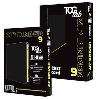 9-pocket trading card binder with zipper - 468 nero - zip gialla