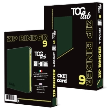 9-pocket trading card binder with zipper - 468 verde foresta - zip gialla
