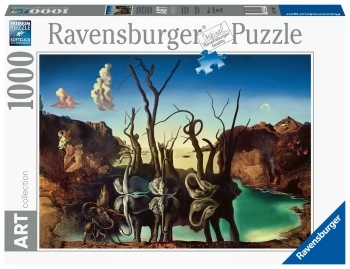 salvator dali: cigni che riflettono elefanti - puzzle 1000 pezzi