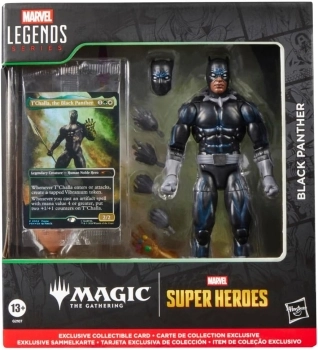 marvel legend series - black panther - personaggio snodabile con carta magic